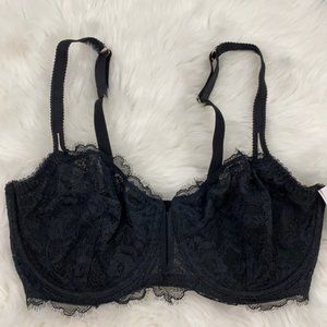 Auden Black Balconette Coverage All Lace Unlined Bra 34C